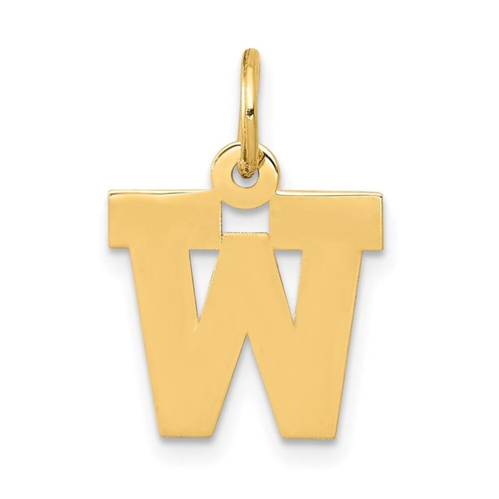 14k Yellow Gold, Amanda Collection, Small Block Initial W Pendant